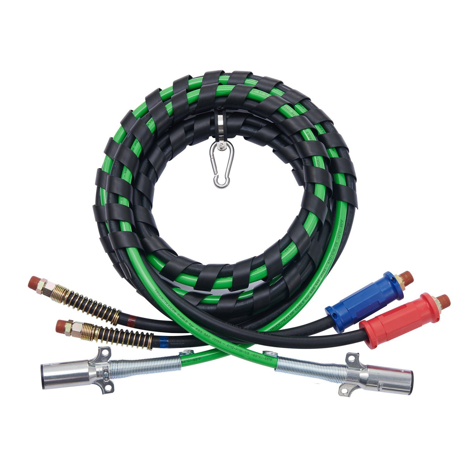 12FT Semi Truck Air Lines Kit with 2PCS Glad Hands, 3-in-1 Air Hoses & 7 Way ABS Electric Power Line, with 2PCS Gladhand Handles, 4PCS Seals and Tender Spring Kit for Semi Truck Trailer Tractor