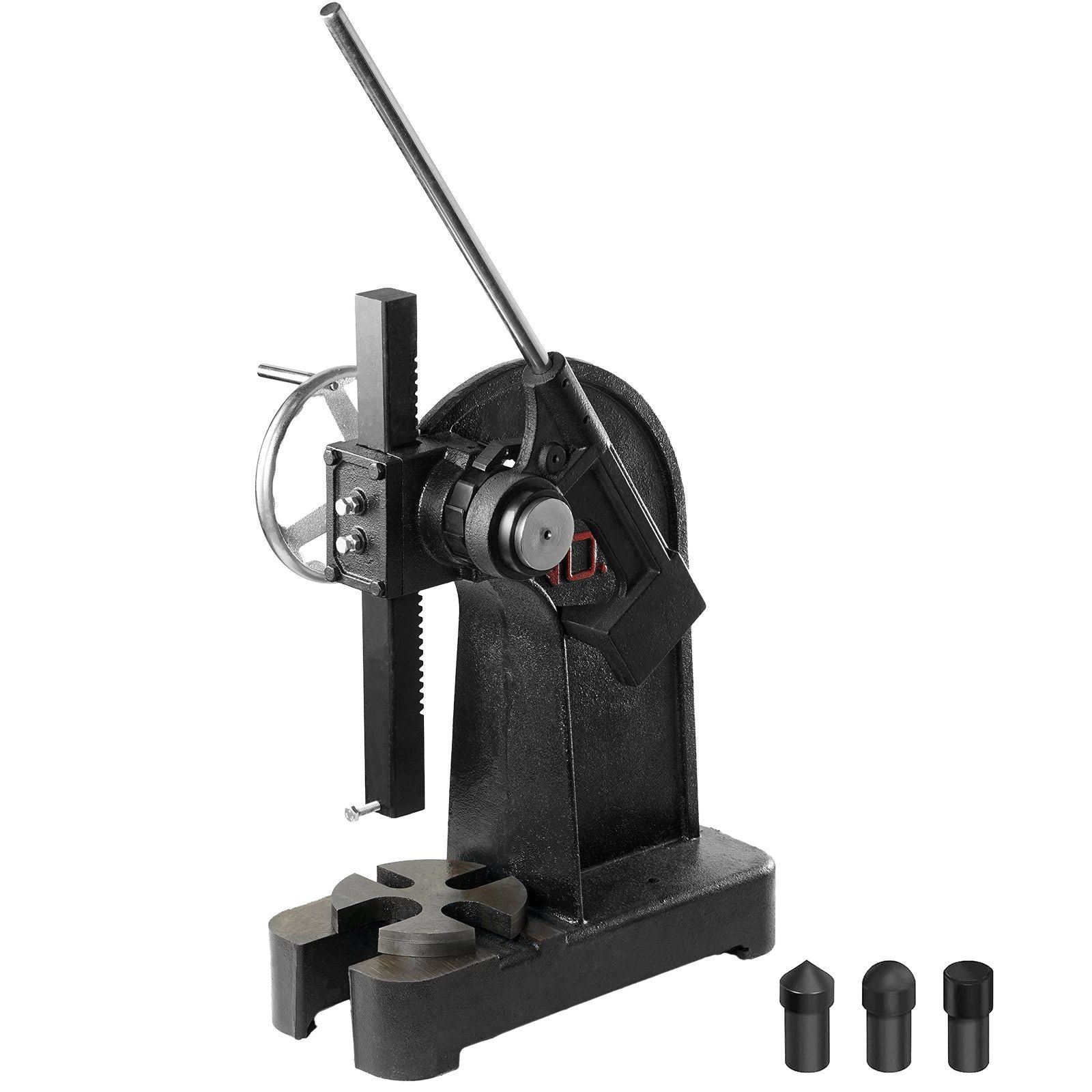 Arbor Press, 3 Ton Ratchet Type Arbor Press, Ratchet Leverage Arbor Press with Handwheel, 12.2" Maximum Height, Cast Iron Manual Desktop Punch Press, for Stamping, Bending, Stretching, Forming