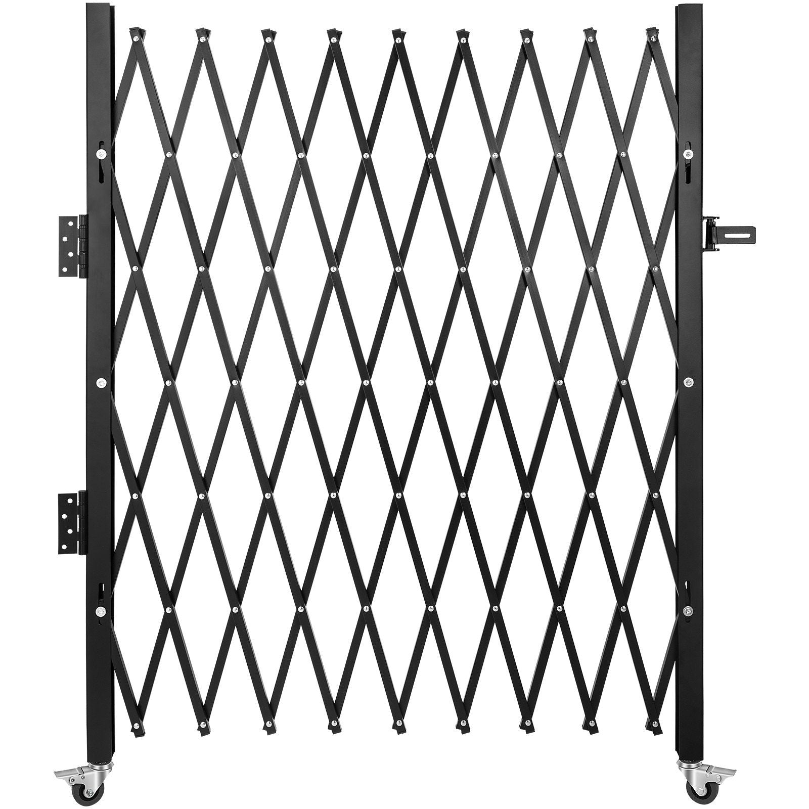 Single Folding Security Gate, 50" H x 75" W Folding Door Gate, Steel Accordion Security Gate, Flexible Expanding Security Gate, 360° Rolling Barricade Gate, Scissor Gate or Door with Padlock