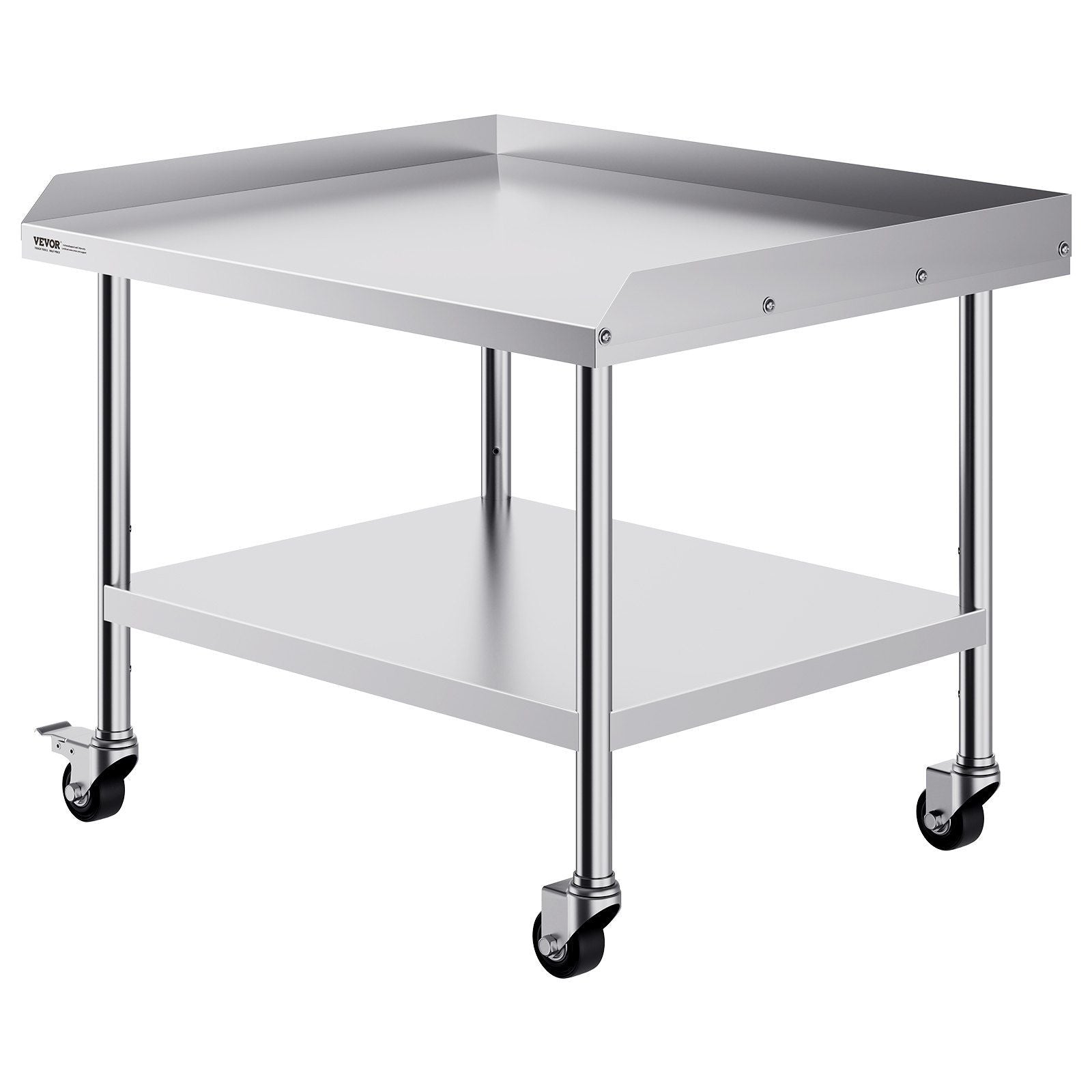 Stainless Steel Work Table, 30 x 36 x 30 Inch Commercial Food Prep Worktable with 4 Wheels, Casters, 3-Sided Backsplash Heavy Duty Prep Worktable, Metal Work Table for Restaurant Home Hotel