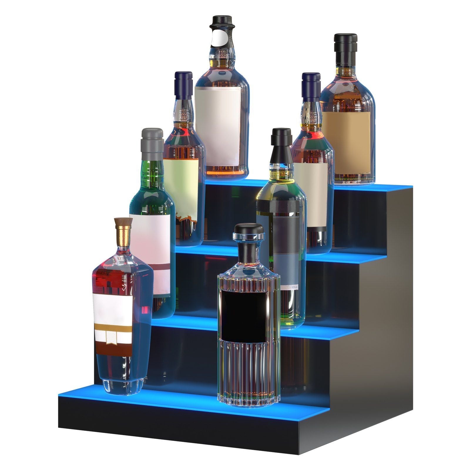 LED Lighted Liquor Bottle Display Bar Shelf RF & App Control 16" 4-Step