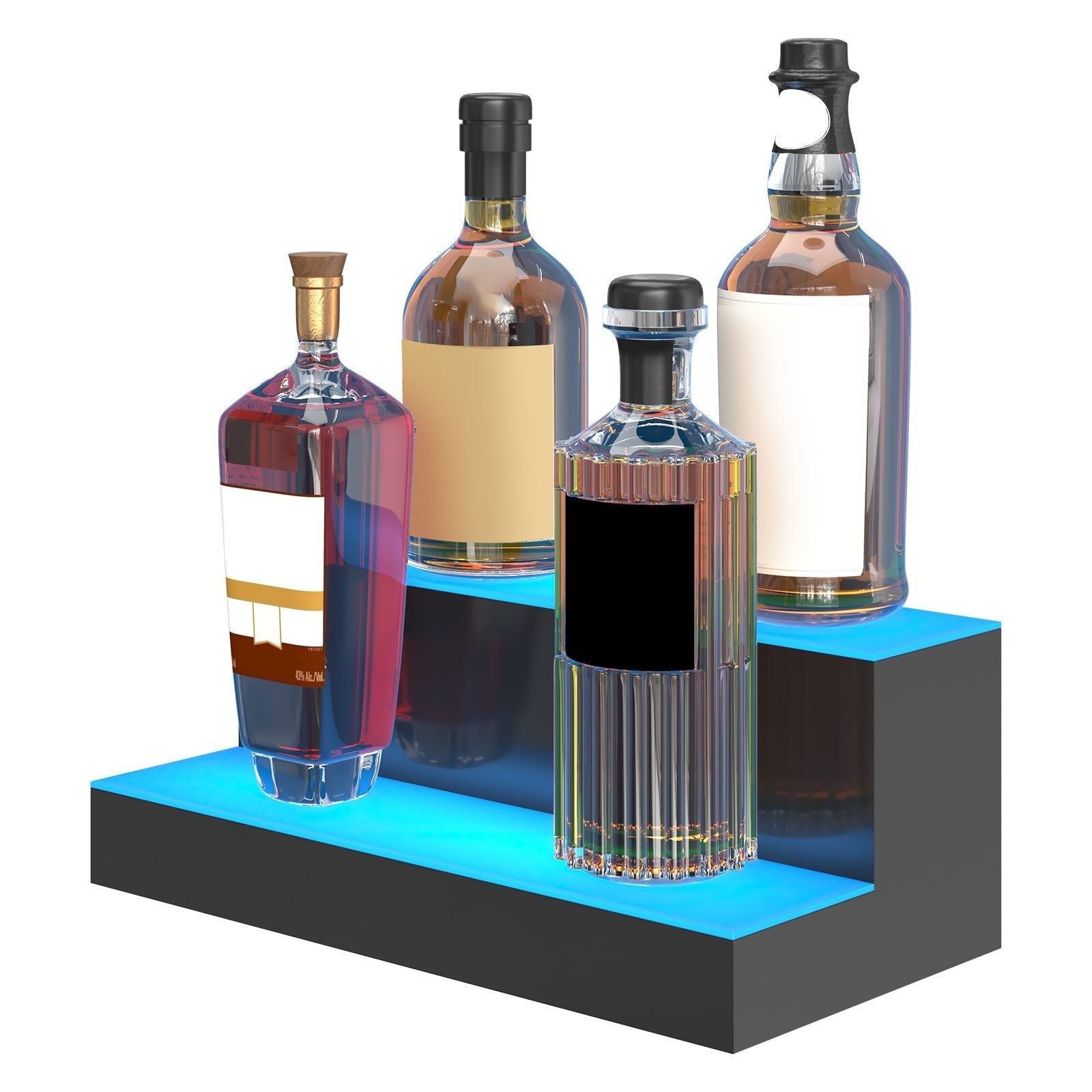 LED Lighted Liquor Bottle Display Bar Shelf RF & App Control 16" 2-Step