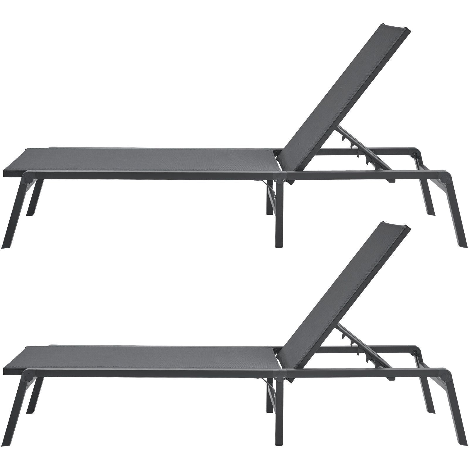 Chaise Lounge Chair Outdoor Patio Lounge Chair Adjustable 5-Position 2 pcs