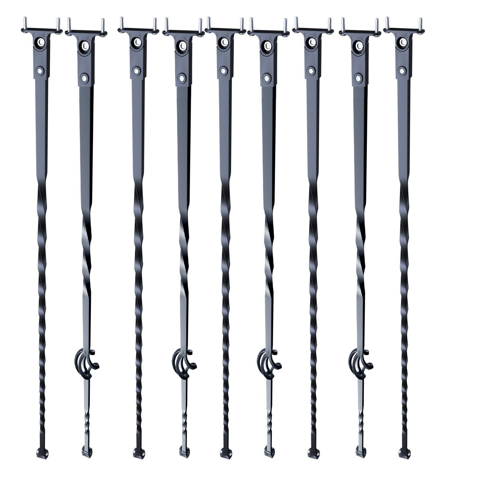 Staircase Metal Balusters, 44'' x 1/2" Galvanized Steel Decorative Banister Spindles, 10 Pack Deck Baluster with Hollow Single Baskets, Twists, Spiral Stair Railing w/ Shoes & Screws