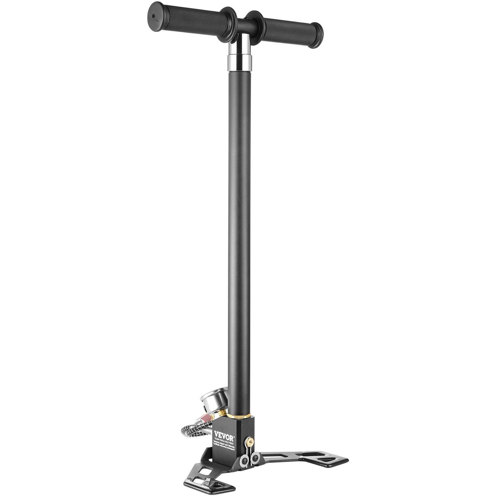 PCP Hand Pump, 4 Stage, 30Mpa 4500 PSI High Pressure PCP Air Rifile Filling Stirrup Pump with Oil-Moisture Filter Pressure Gauge, Stainless Steel for Airguns Scuba Tank Paintball Filling Tire