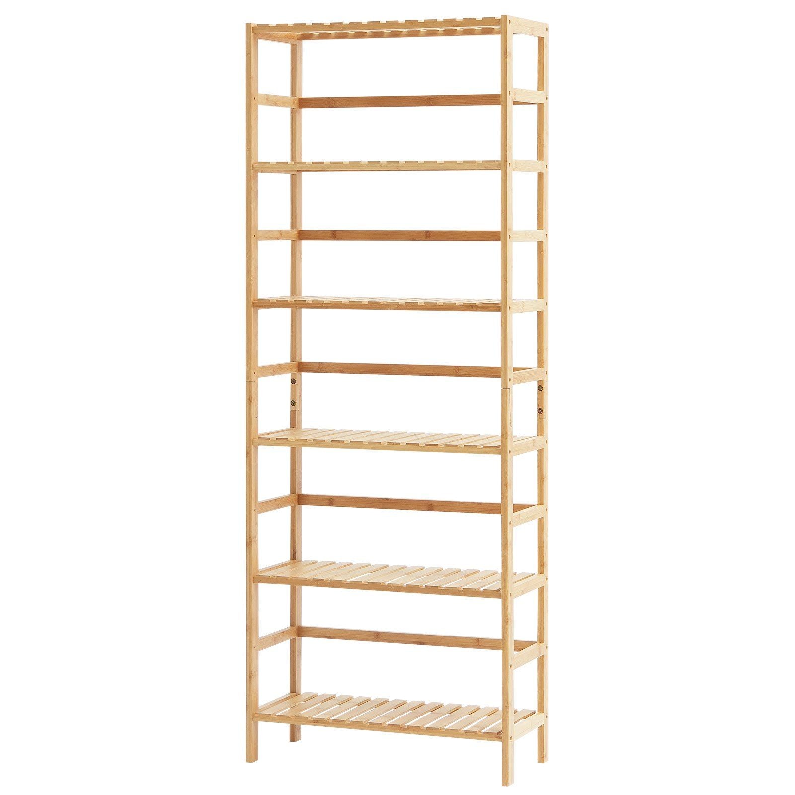 Bamboo Bookshelf 6 Tiers Bamboo Ladder Bookcase Rectangle Storage Rack