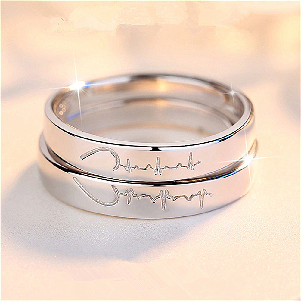 New Product Love Electrocardiogram Ring Love Ripple Ring Simple Japanese And Korean Style For Your Heartbeat Ring Douyin Same Style