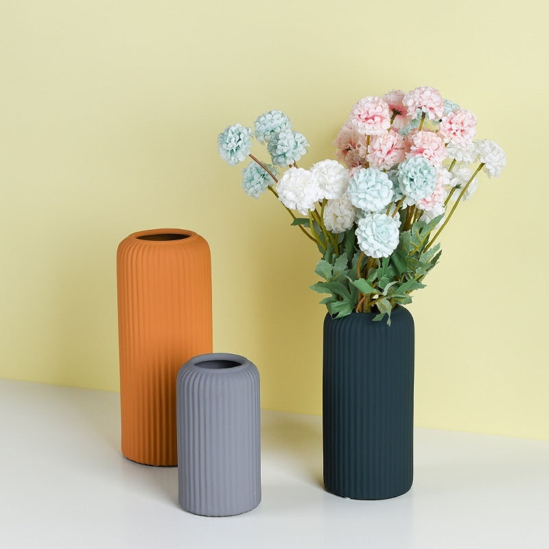 Modern Minimalist Ceramic Vase Morandi Wide Mouth Dry Desktop TV Cabinet Flower Arrangement Decoration