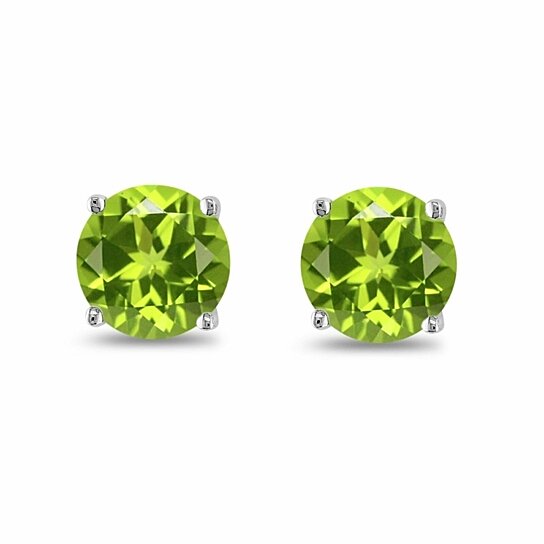 August Birthstone Peridot Round CZ Stud Earrings Gift 2pcs
