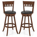Set of 2 Swivel Bar Stools with Rubber Wood Frame-30.5 inches